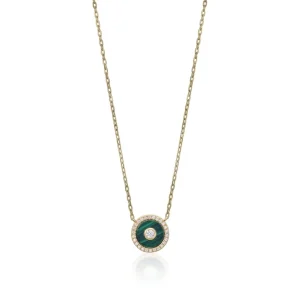 Collar Medalla | LINEARGENT Collar medalla con motivo central de malaquita y circonita