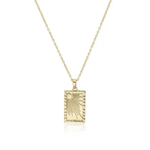 Collar Medalla | LINEARGENT Collar medalla de plata diseño rectangular con motivo solar