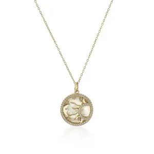 Collar Medalla | LINEARGENT Collar medalla diseño sol y luna con ópalo y circonitas
