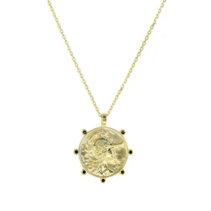 Collar Medalla | LINEARGENT Collar medalla en plata bañada en oro diseño guerrero