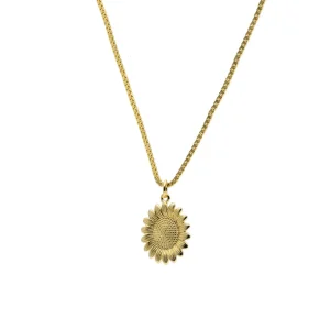 Collar Medalla | LINEARGENT Collar medalla en plata bañada en oro diseño girasol