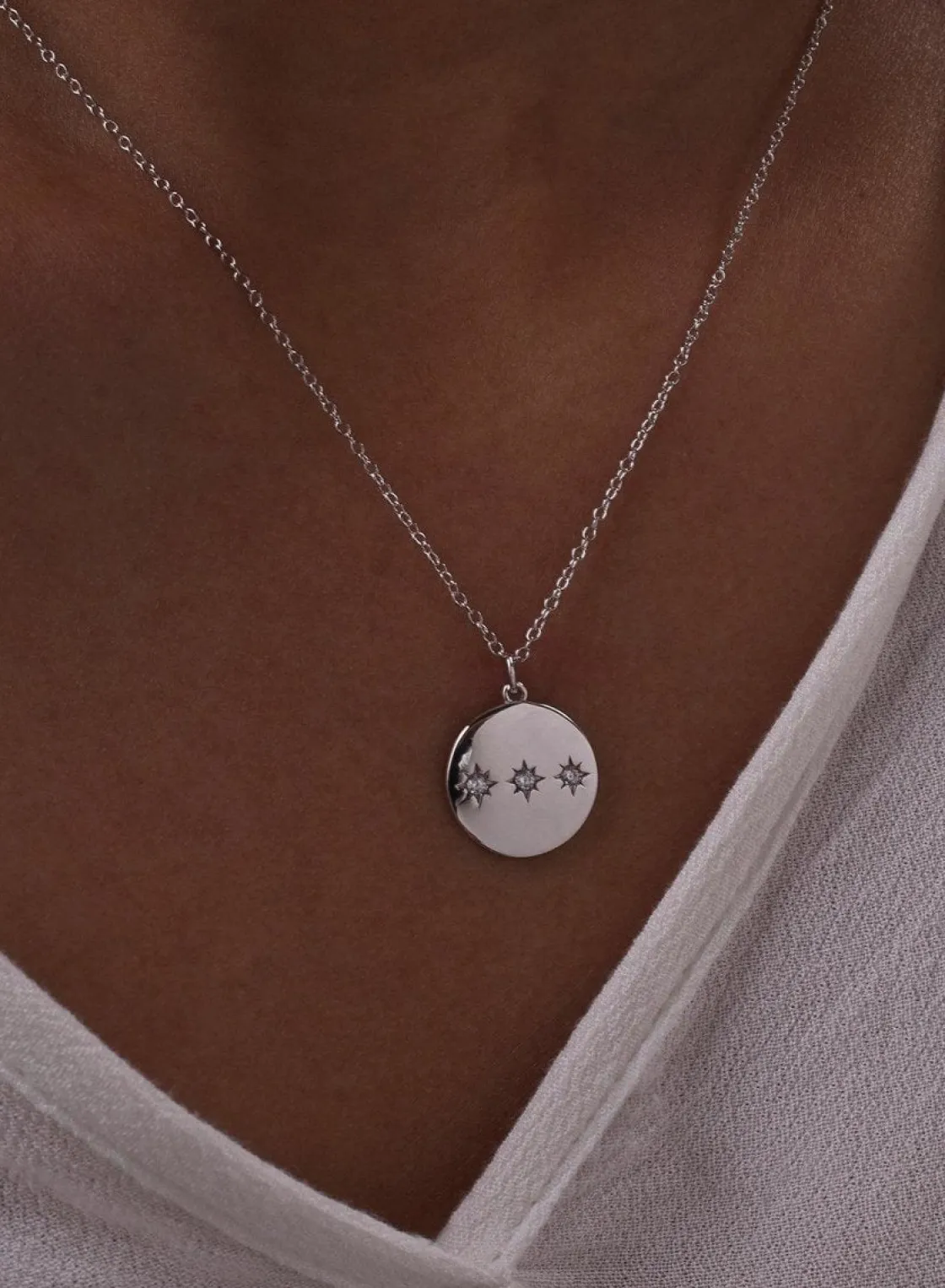 Collar Medalla | LINEARGENT Collar medalla en plata diseño triple destello