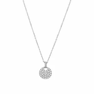 Collar Medalla | Colgante Brillante | LINEARGENT Collar medalla pequeña diseño brillante con circonitas