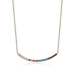 Collares Con Piedras | Collares Cortos | LINEARGENT Collares con colgantes bañados en oro formado por una cenefa con bolas y circonitas de colores