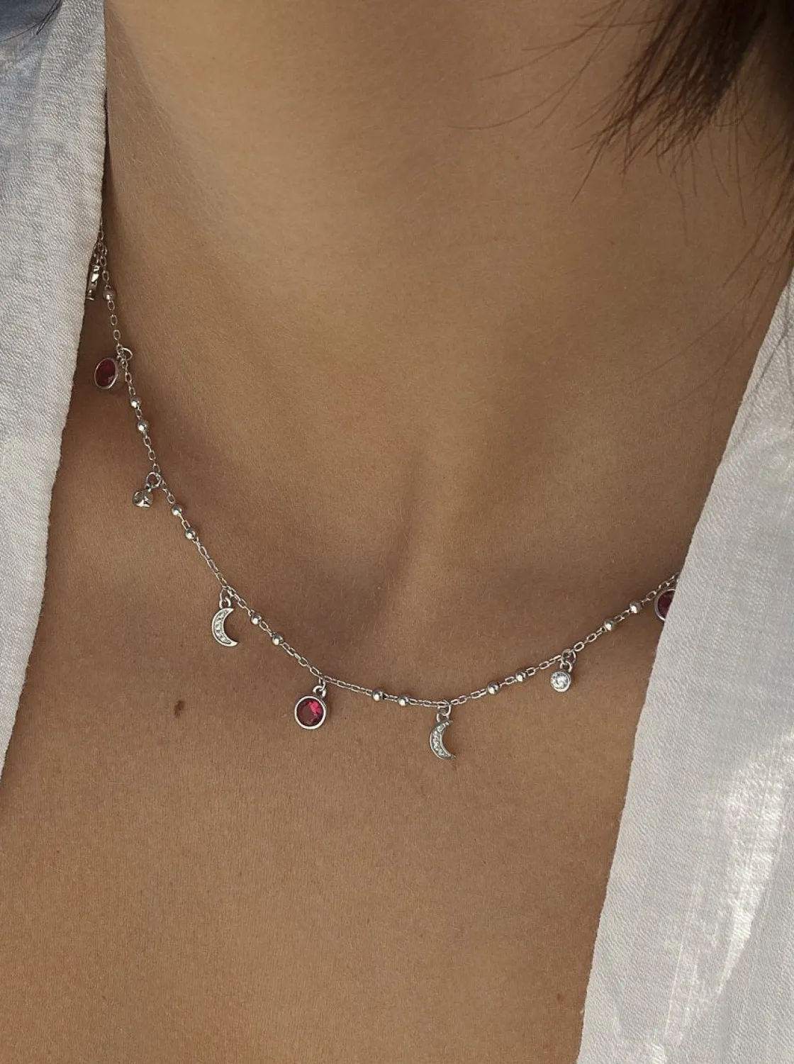 Collares Con Piedras | LINEARGENT Collares con colgantes de luna circonitas y gemas