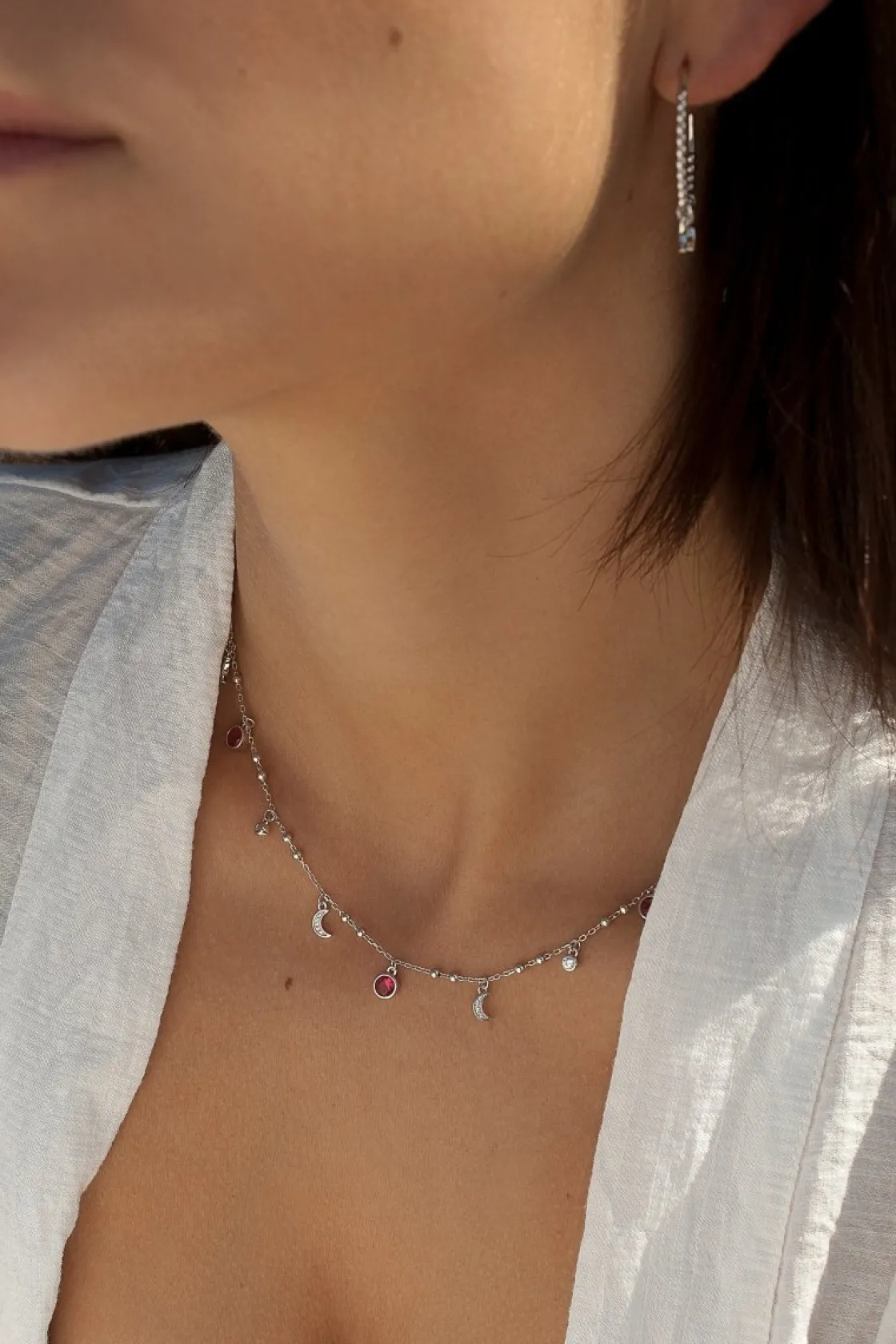 Collares Con Piedras | LINEARGENT Collares con colgantes de luna circonitas y gemas
