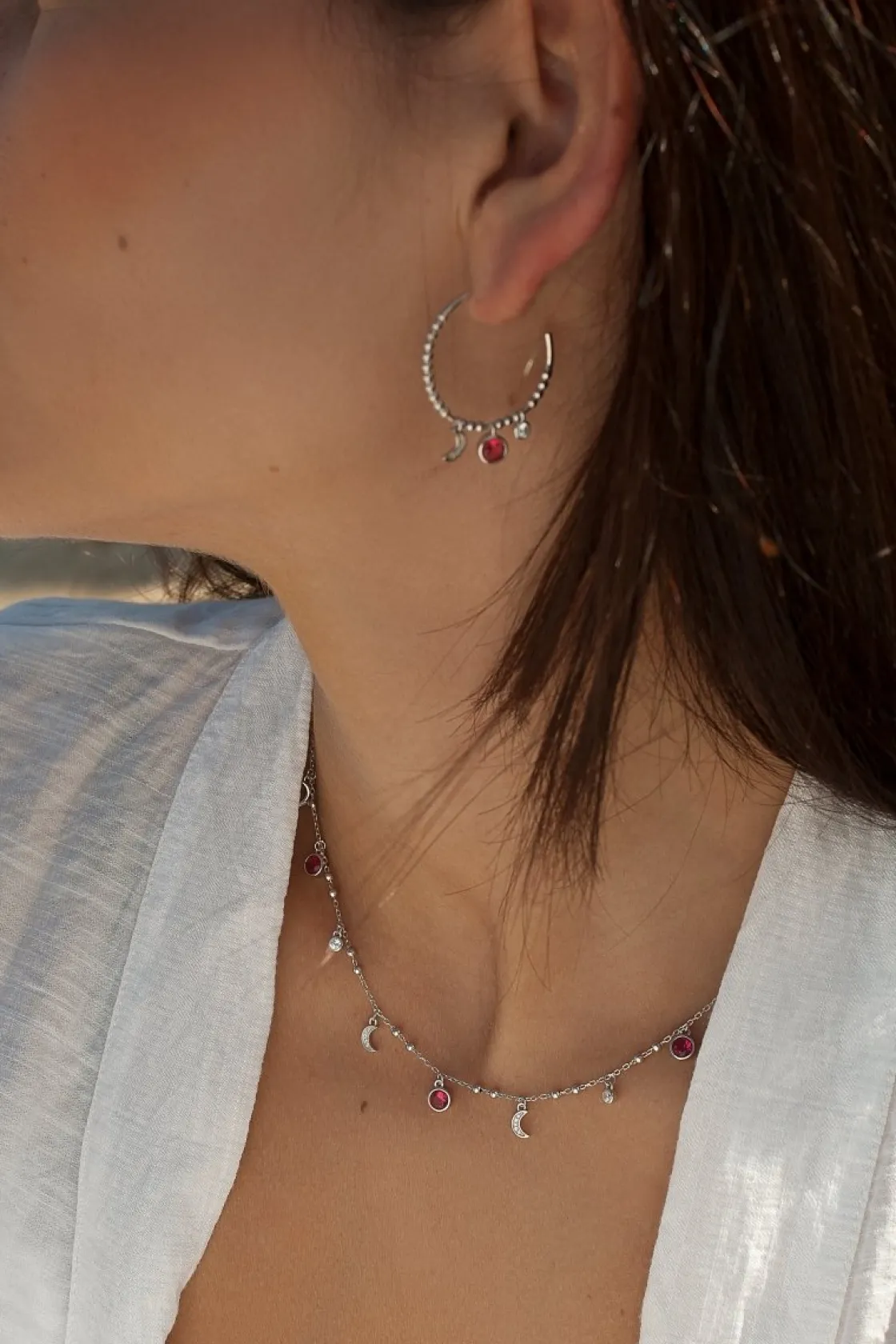 Collares Con Piedras | LINEARGENT Collares con colgantes de luna circonitas y gemas