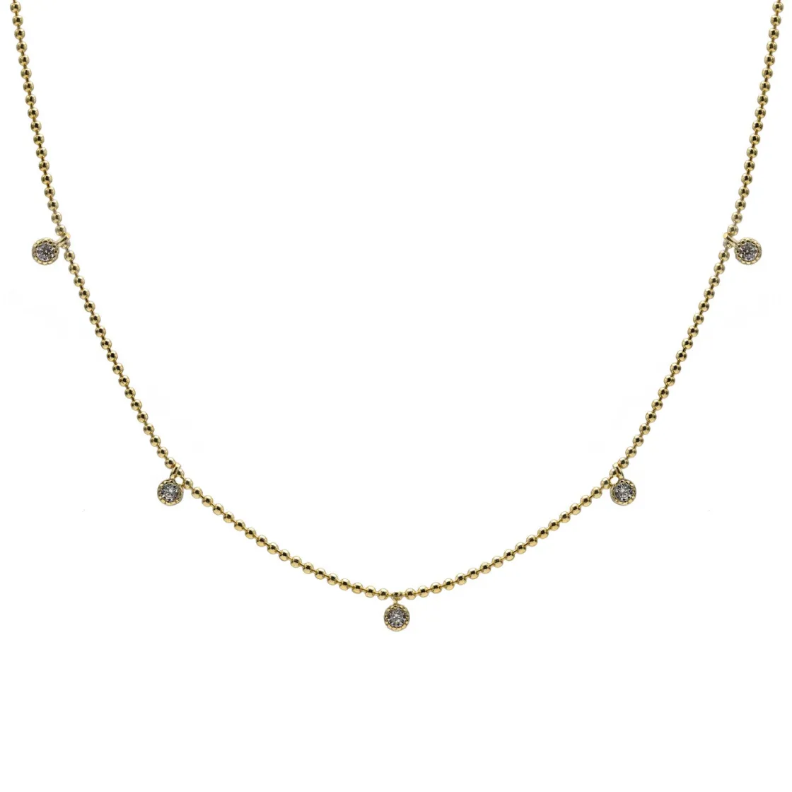 Collares Con Mini Colgantes | LINEARGENT Collares con colgantes de plata bañada en oro con circonitas y cadena de bolas