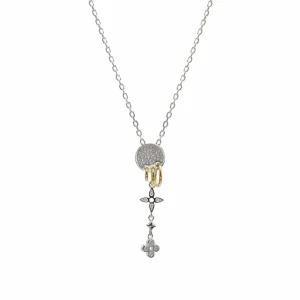 Colgantes Bicolor | LINEARGENT Collares con colgantes de plata con charms de flores y detalle de circonitas