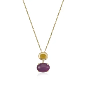 Collares Con Piedras | LINEARGENT Collares con colgantes de plata con doble circonita amatista y andratita