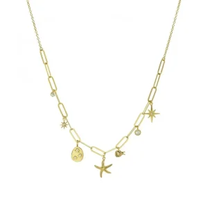 Collares Con Mini Colgantes | LINEARGENT Collares con colgantes de plata diseño estrella y cadena paperclip