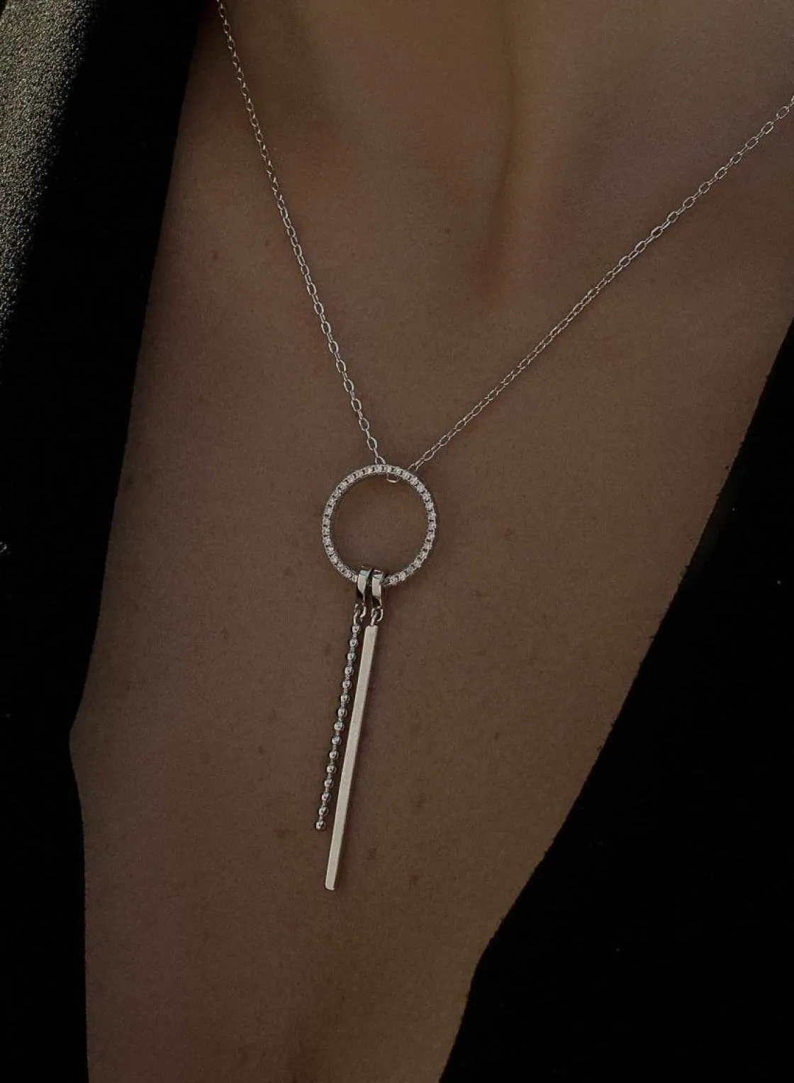 Colgante Brillante | LINEARGENT Collares con colgantes diseño circular de doble motivo