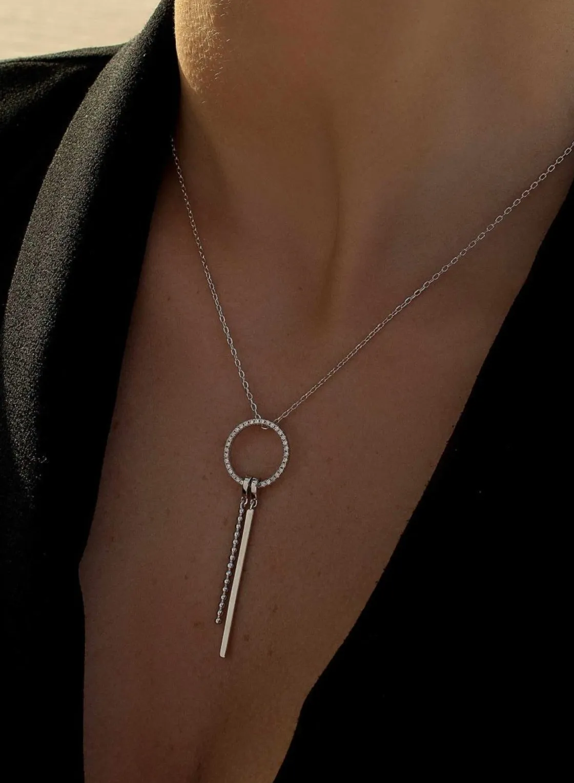 Colgante Brillante | LINEARGENT Collares con colgantes diseño circular de doble motivo