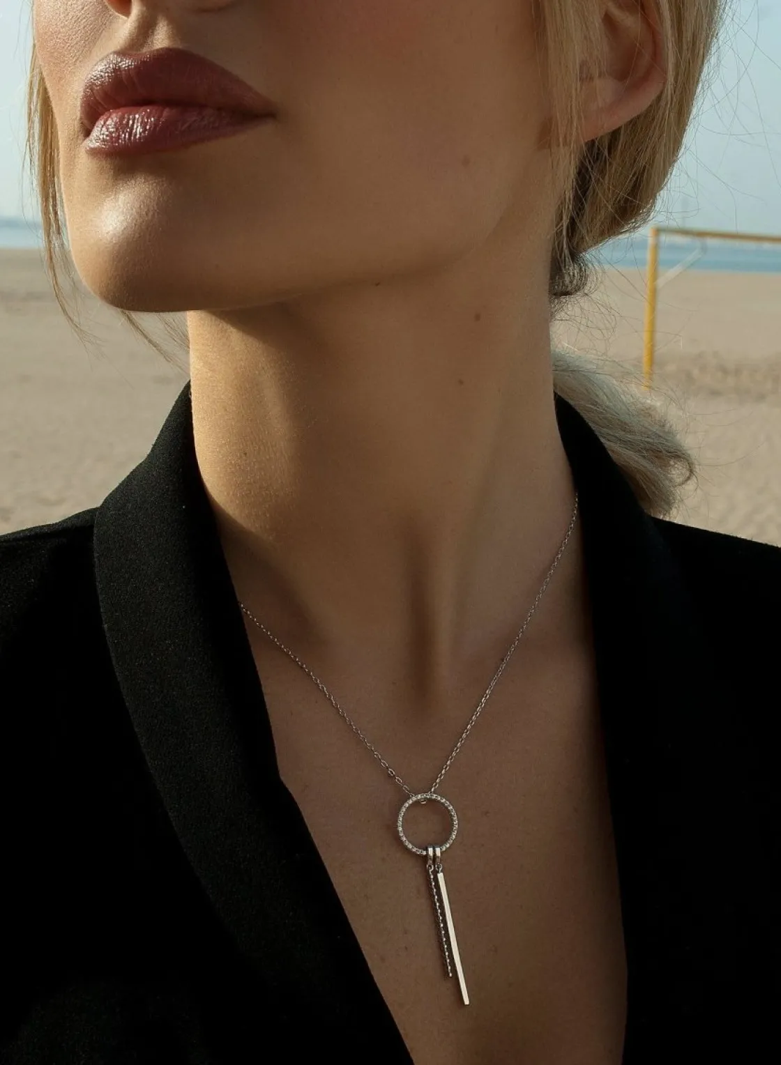Colgante Brillante | LINEARGENT Collares con colgantes diseño circular de doble motivo