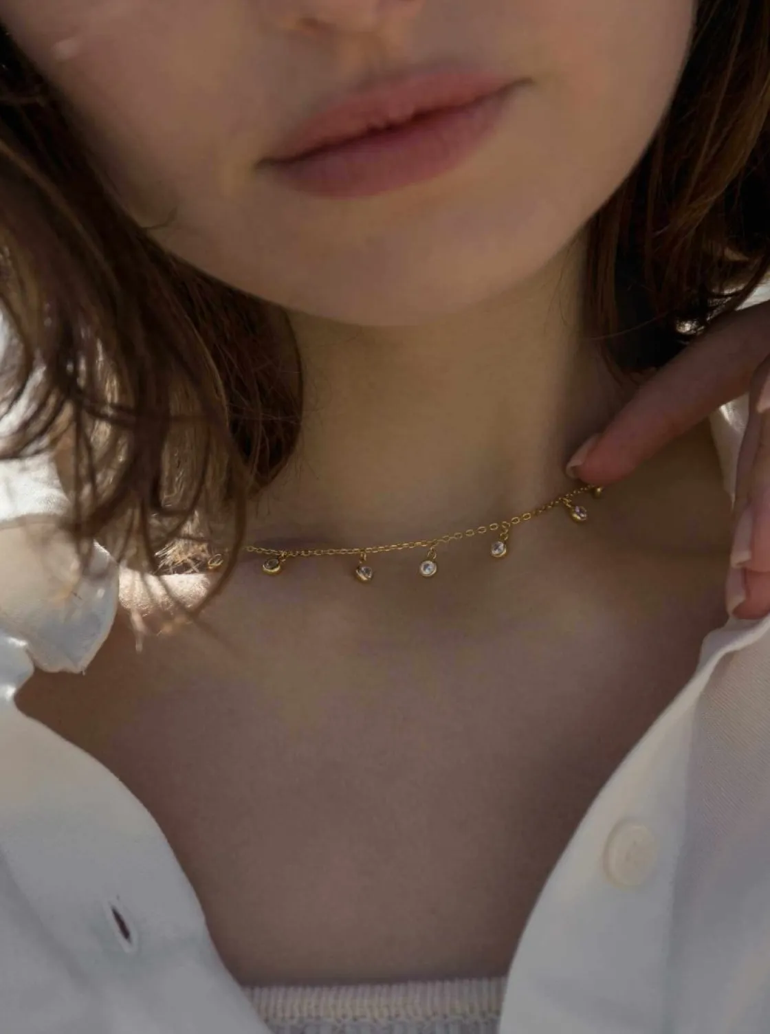 Collares Con Mini Colgantes | Collares Cortos | LINEARGENT Collares con colgantes diseño de circonitas redondas