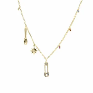 Collares Con Mini Colgantes | LINEARGENT Collares con colgantes diseño de imperdible cuchara y estrella