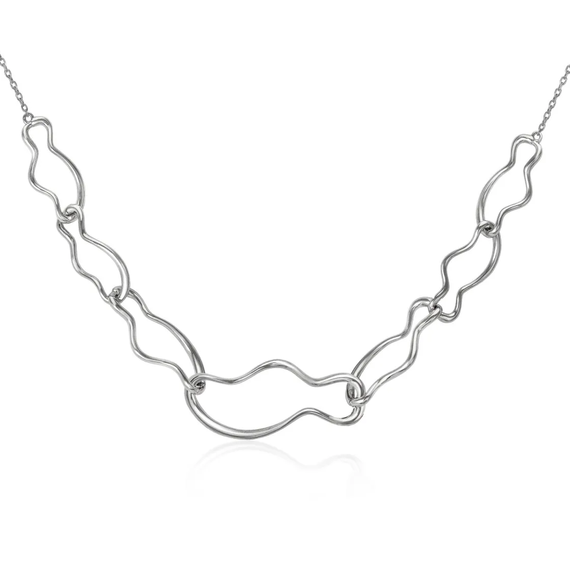 Collar Cadena | LINEARGENT Collares con colgantes diseño eslavones irregulares en plata lisa