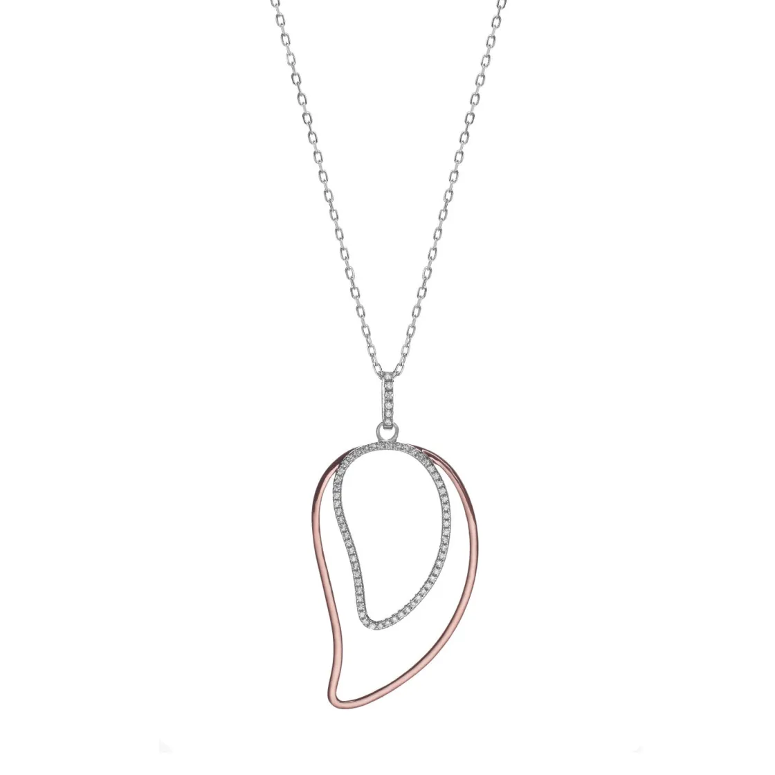Colgantes Bicolor | Colgantes Plata Grandes | LINEARGENT Collares con colgantes diseño gotas irregulares bicolores y circonitas