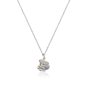 Colgantes Bicolor | LINEARGENT Collares con colgantes diseño irregular y bicolor con circonitas