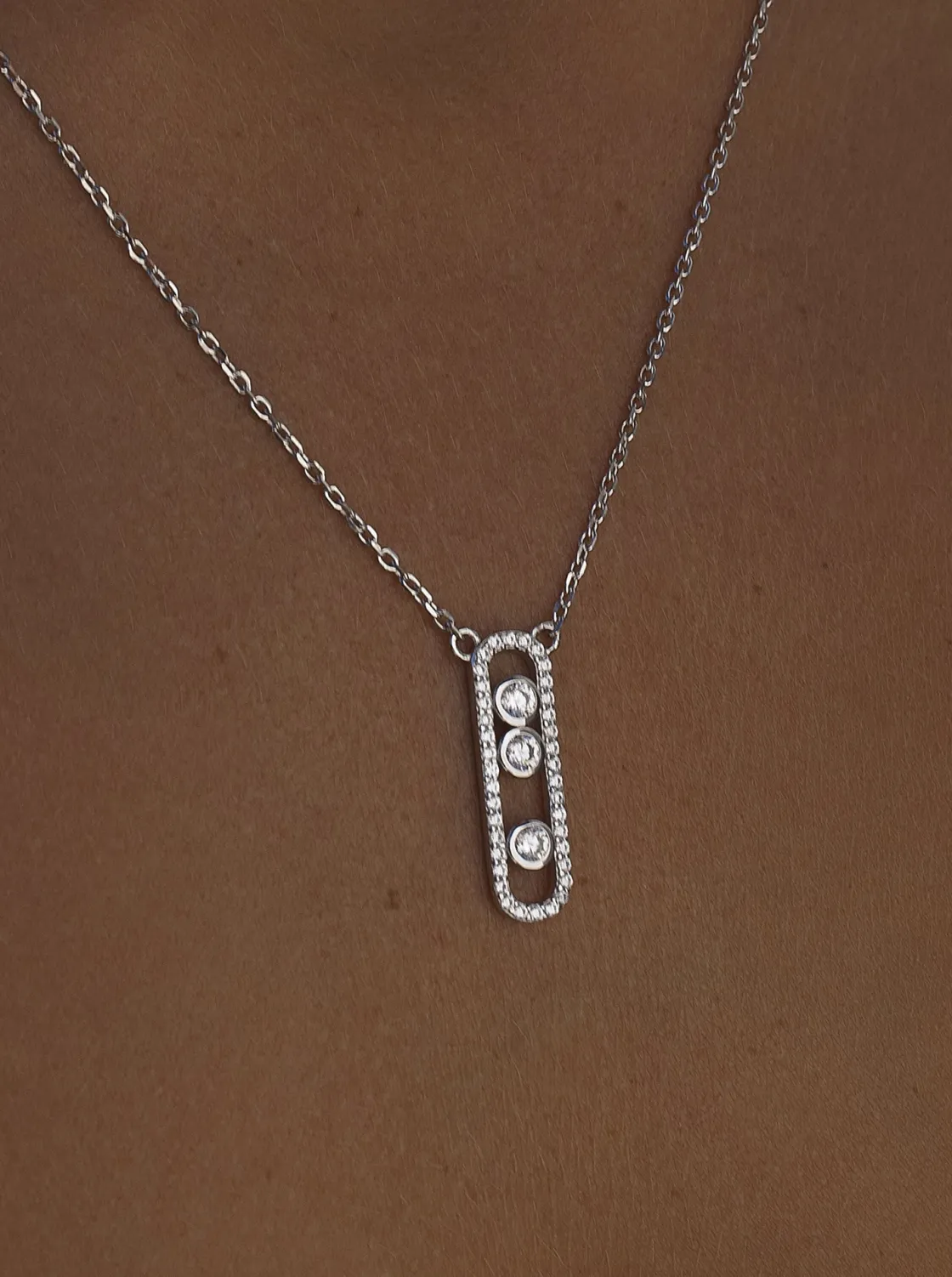 Colgante Brillante | LINEARGENT Collares con colgantes diseño link con circonitas