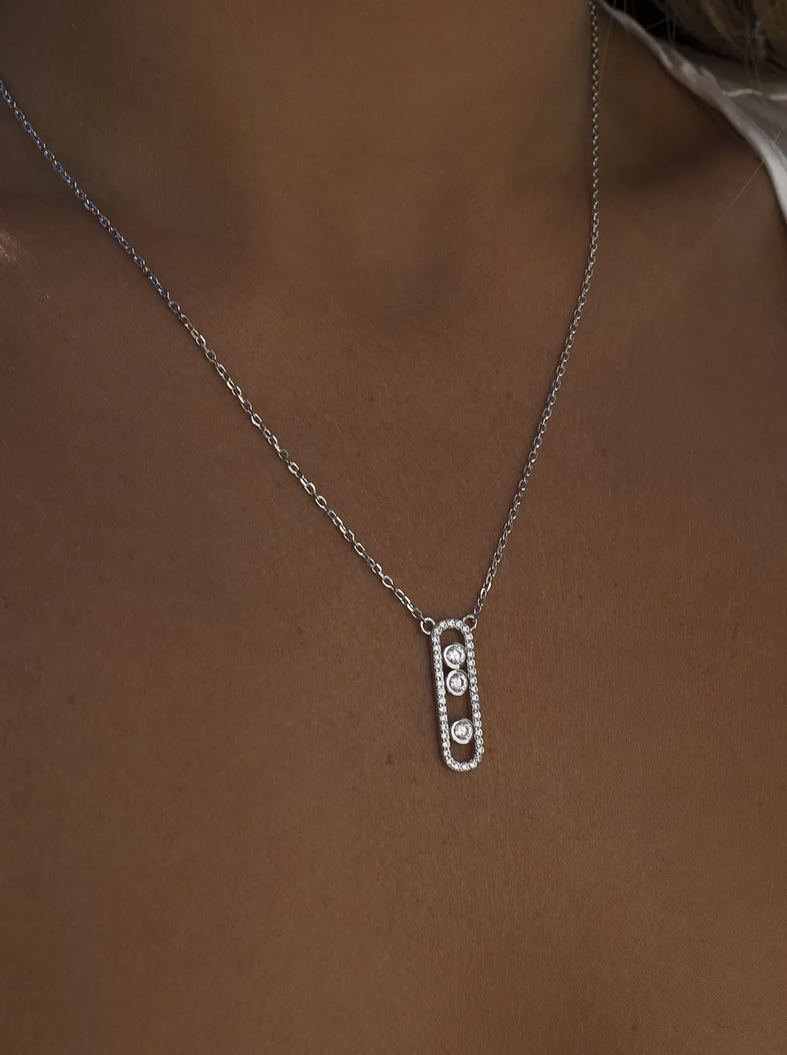 Colgante Brillante | LINEARGENT Collares con colgantes diseño link con circonitas
