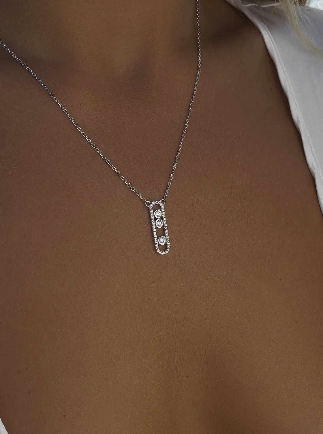 Colgante Brillante | LINEARGENT Collares con colgantes diseño link con circonitas