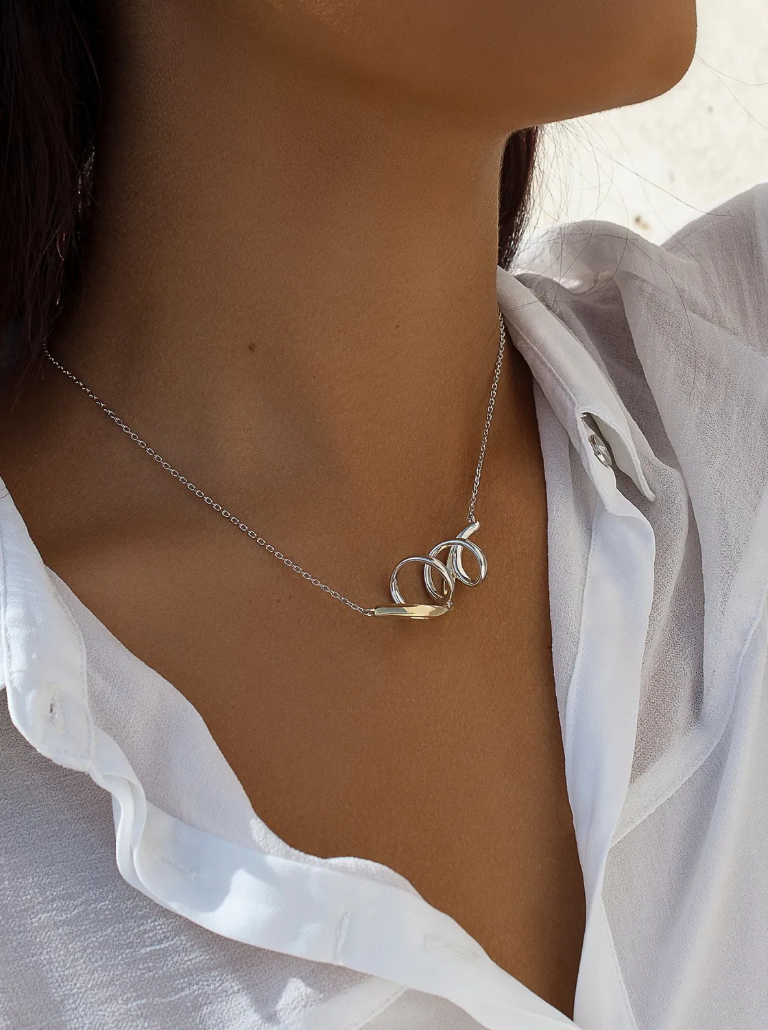 Colgantes Bicolor | LINEARGENT Collares con colgantes diseño tirabuzón bicolor
