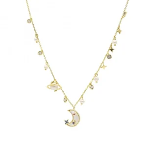Collares Con Mini Colgantes | LINEARGENT Collares con colgantes en plata baño en oro diseño perla y circonita