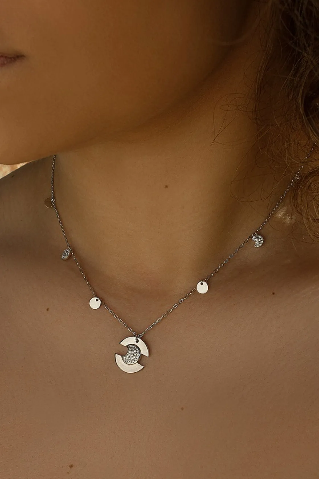 Collares Con Mini Colgantes | LINEARGENT Collares con colgantes en plata diseño luna