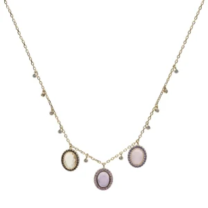 Collares Con Piedras | LINEARGENT Collares con colgantes plata baño dorado con piedras de colores