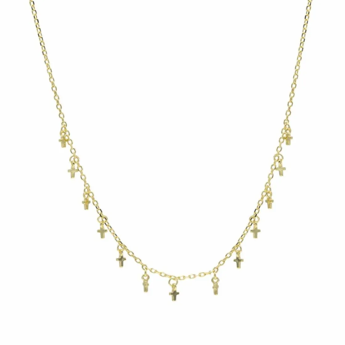 Collares Con Mini Colgantes | Collares Cortos | LINEARGENT Collares con colgantes plata baño en oro diseño cruz