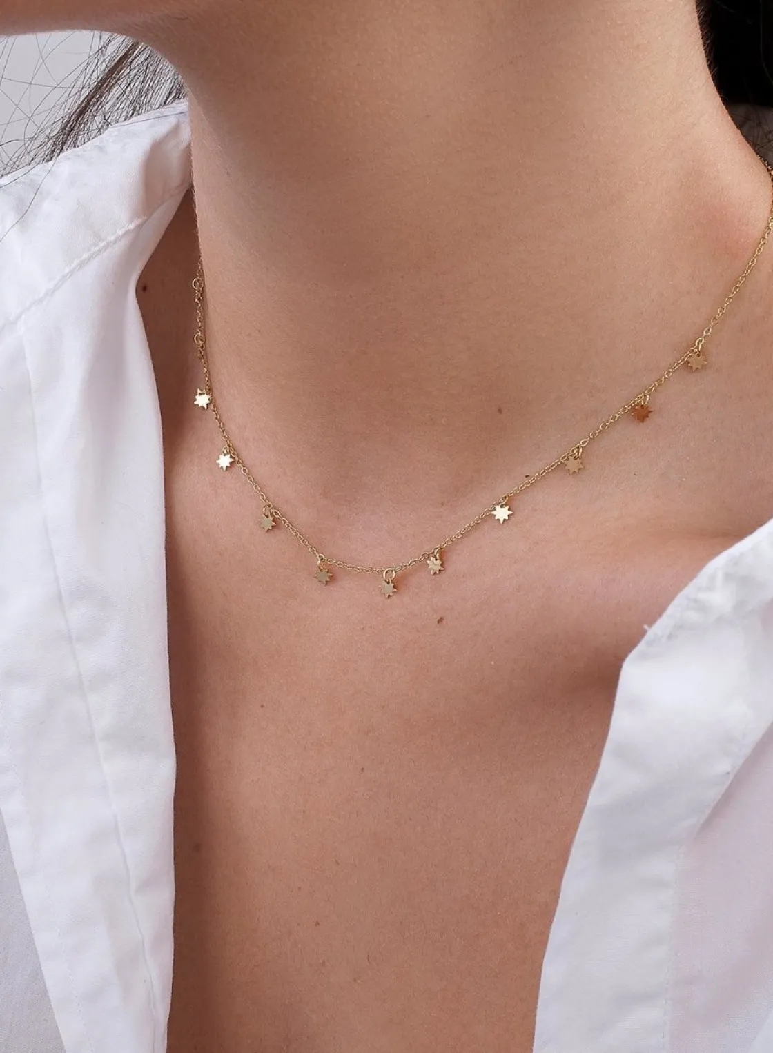 Collares Con Mini Colgantes | Collares Cortos | LINEARGENT Collares con colgantes plata baño oro mini estrellas