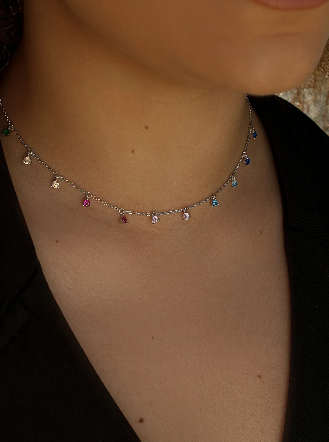 Collares Con Piedras | Collares Con Mini Colgantes | LINEARGENT Collares con colgantes plata diseño multicolor