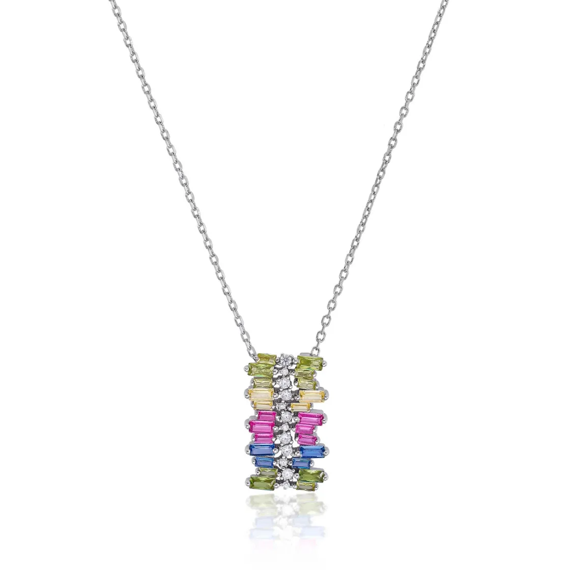 Collares Con Piedras | LINEARGENT Collares con piedras con diseño de gemas multicolores