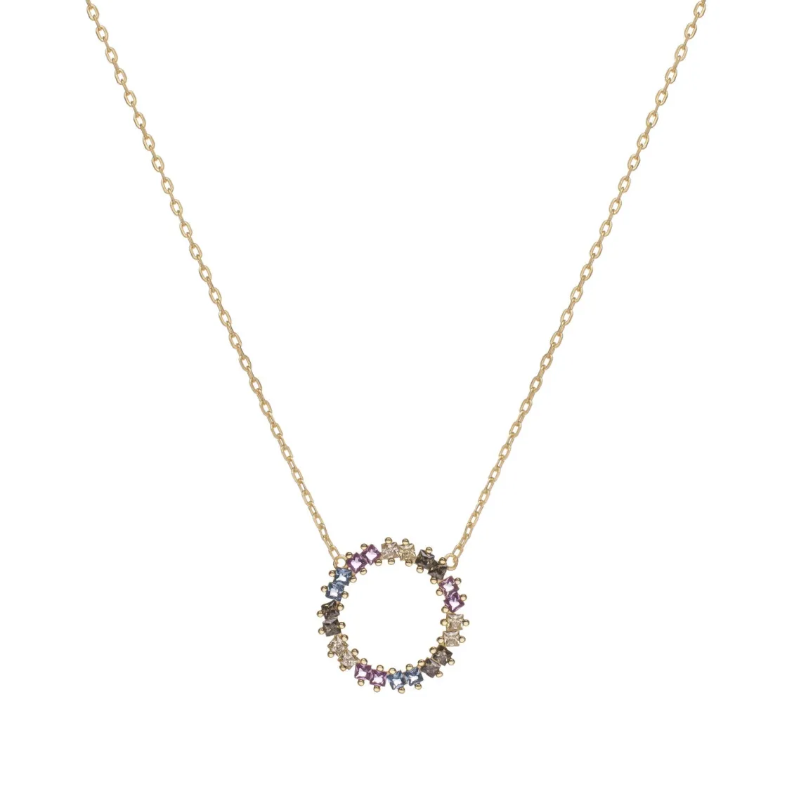 Collares Con Piedras | LINEARGENT Collares con piedras de colores talla princesa diseño circular