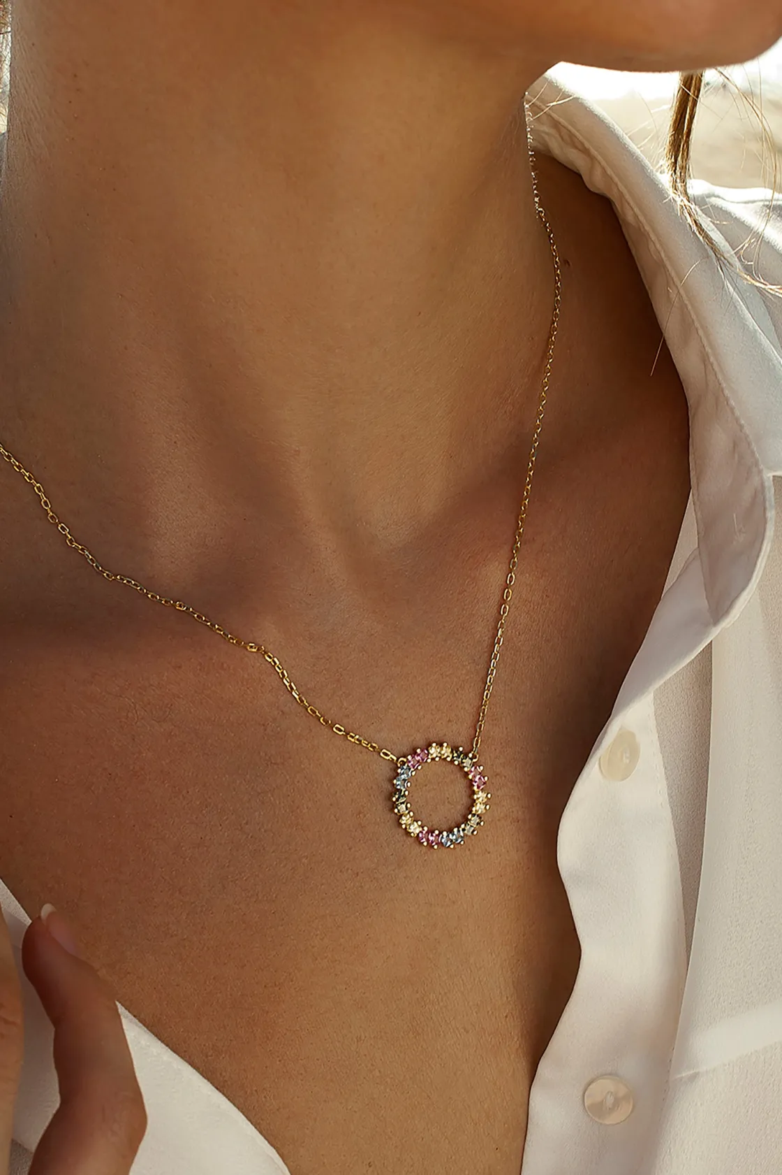 Collares Con Piedras | LINEARGENT Collares con piedras de colores talla princesa diseño circular
