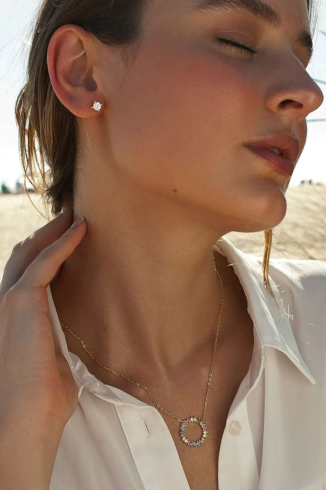 Collares Con Piedras | LINEARGENT Collares con piedras de colores talla princesa diseño circular