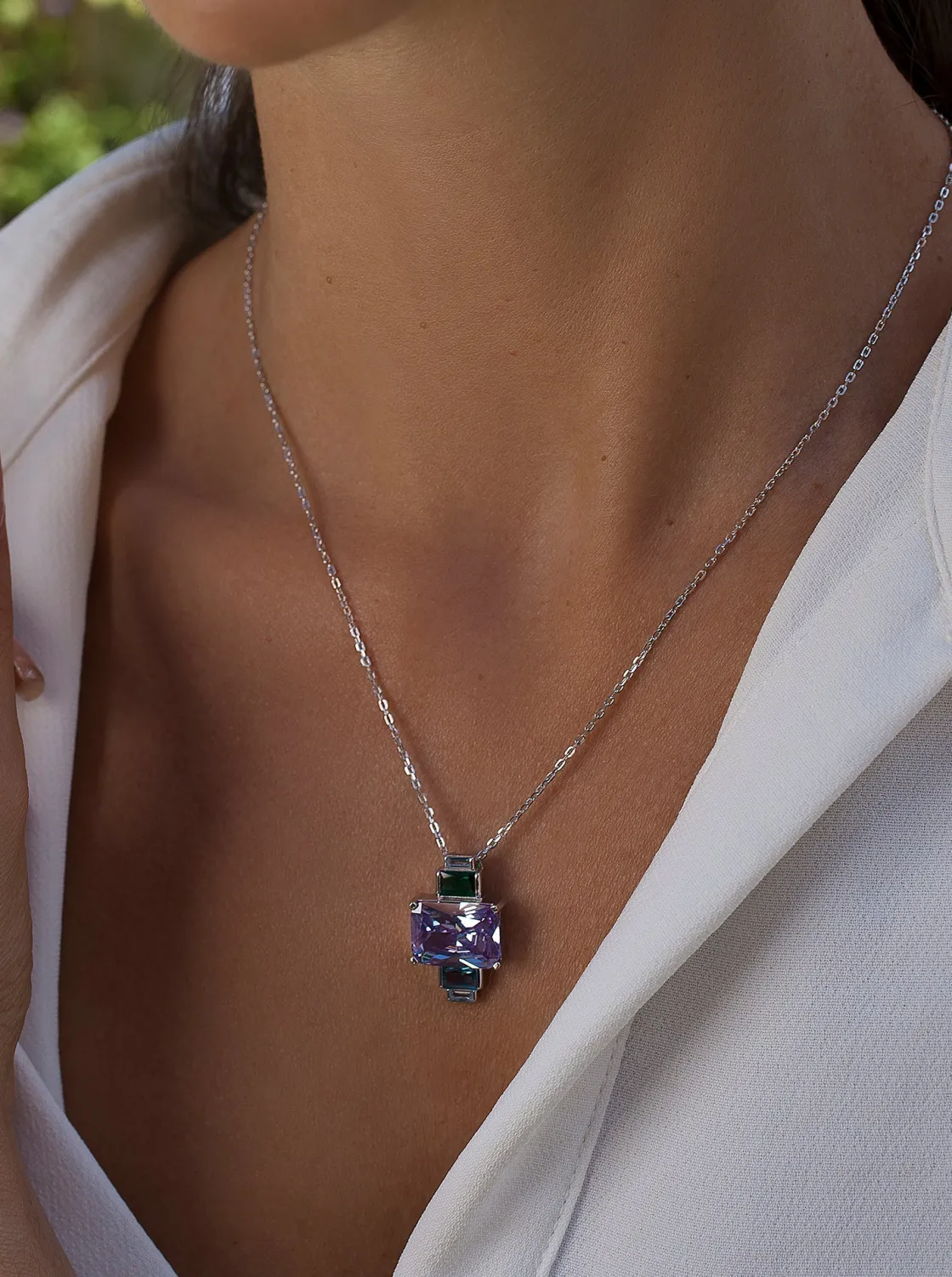Collares Con Piedras | LINEARGENT Collares con piedras de colores tono lavanda