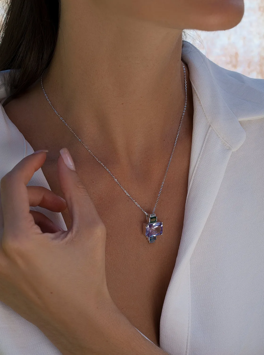 Collares Con Piedras | LINEARGENT Collares con piedras de colores tono lavanda