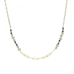 Colgante Perlas | Collares Cortos | LINEARGENT Collares con piedras de plata con perlas de agua dulce y lapislazuli