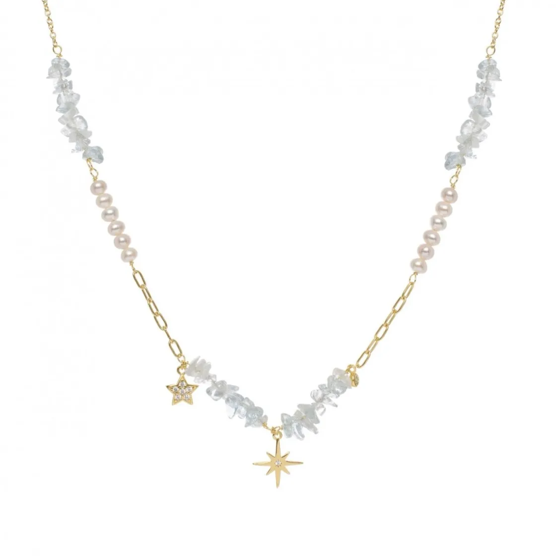 Collares Con Piedras | LINEARGENT Collares con piedras de plata diseño colgante de estrella y perla