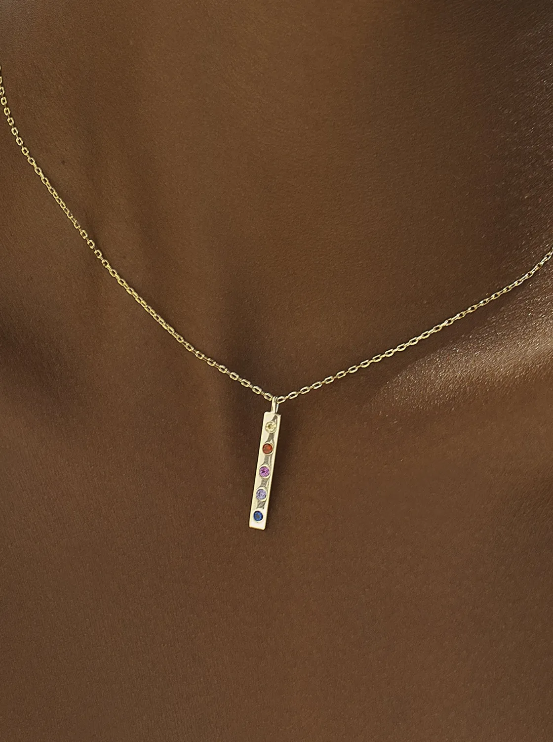 Collares Cortos | LINEARGENT Collares con piedras de plata diseño gemas multicolor