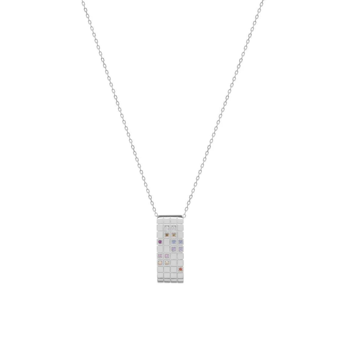 Collares Con Piedras | LINEARGENT Collares con piedras de plata diseño rectangular multicolor