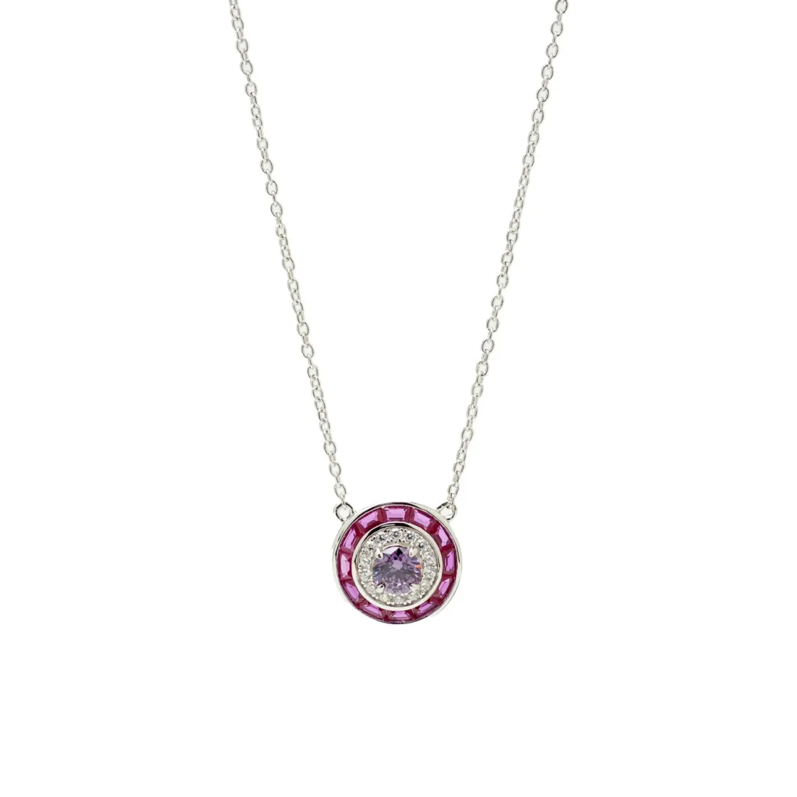 Collares Con Piedras | LINEARGENT Collares con piedras diseño circular tono fucsia