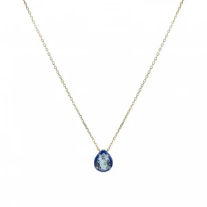 Collares Con Piedras | Colgantes Pequeños | LINEARGENT Collares con piedras diseño de gota con esmalte azul