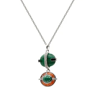 Collares Plata Originales | LINEARGENT Collares con piedras diseño doble óvalo con malaquita