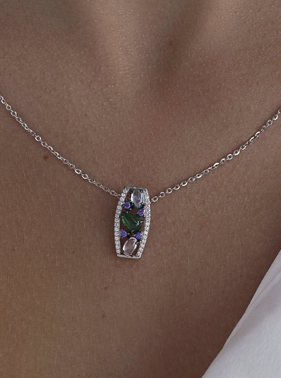 Collares Con Piedras | LINEARGENT Collares con piedras diseño mosaico con circonitas