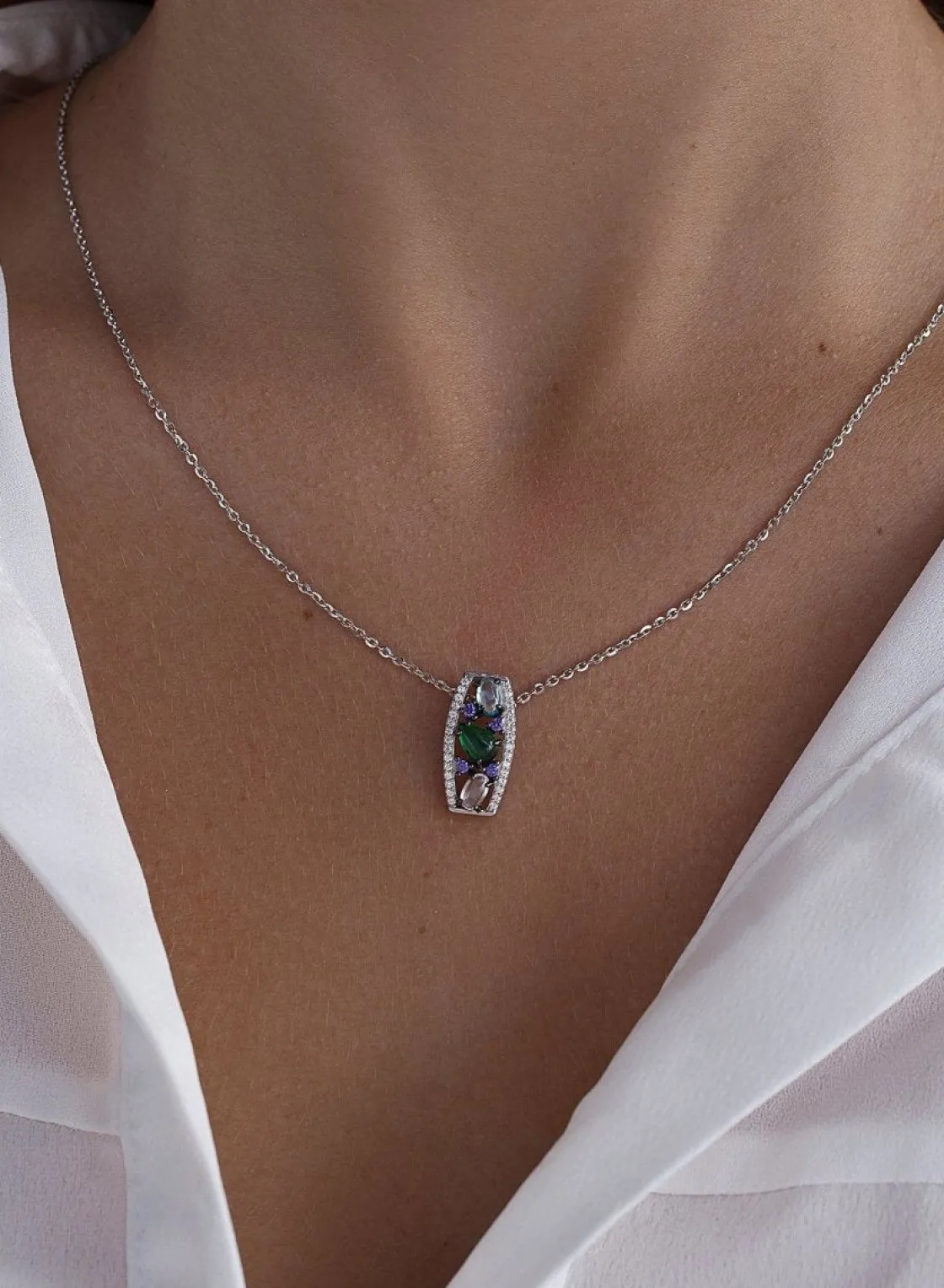 Collares Con Piedras | LINEARGENT Collares con piedras diseño mosaico con circonitas