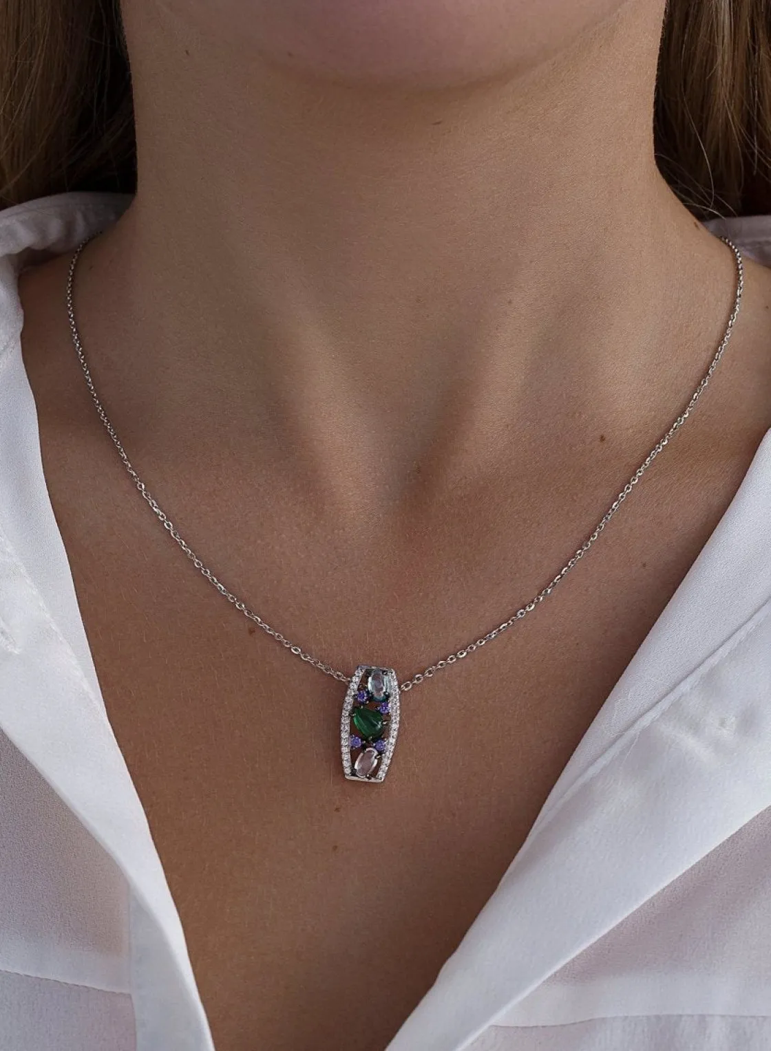 Collares Con Piedras | LINEARGENT Collares con piedras diseño mosaico con circonitas