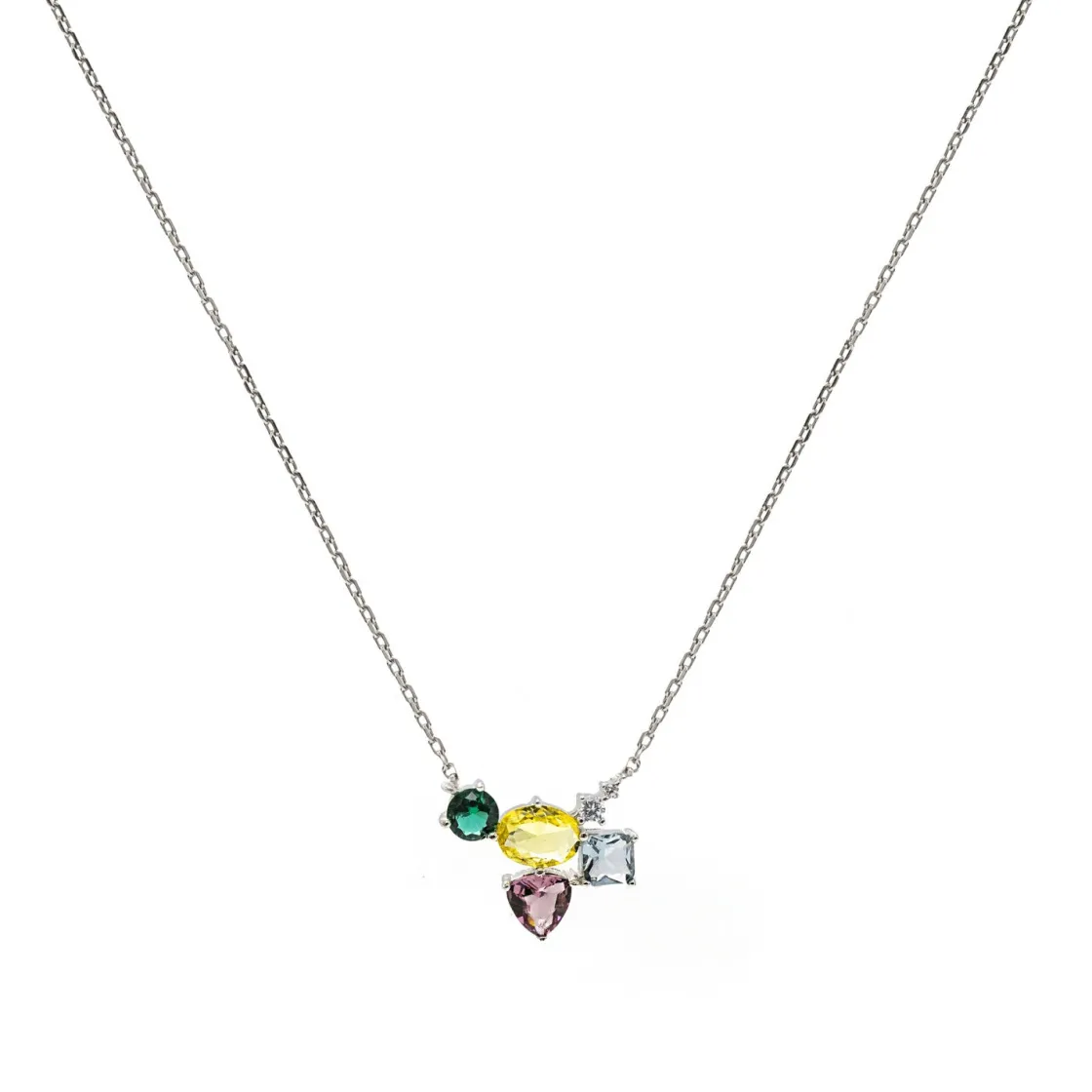 Collares Con Piedras | LINEARGENT Collares con piedras diseño mosaico multicolor y circonitas